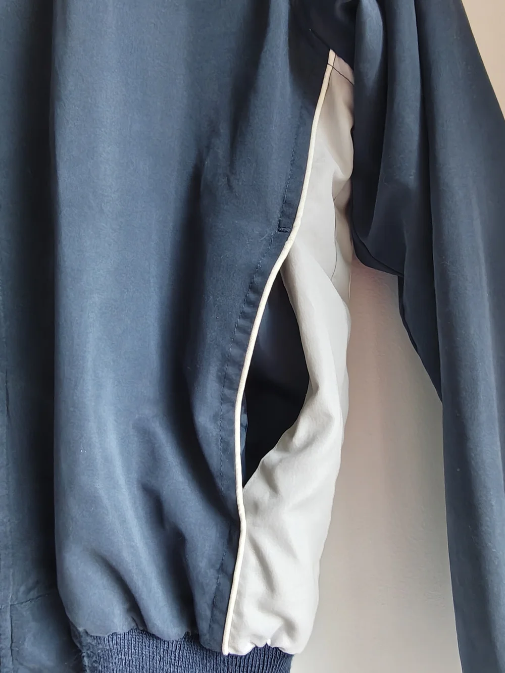 Pierre Cardin Navy Zip-Up Jacket with White Side Panels Size S